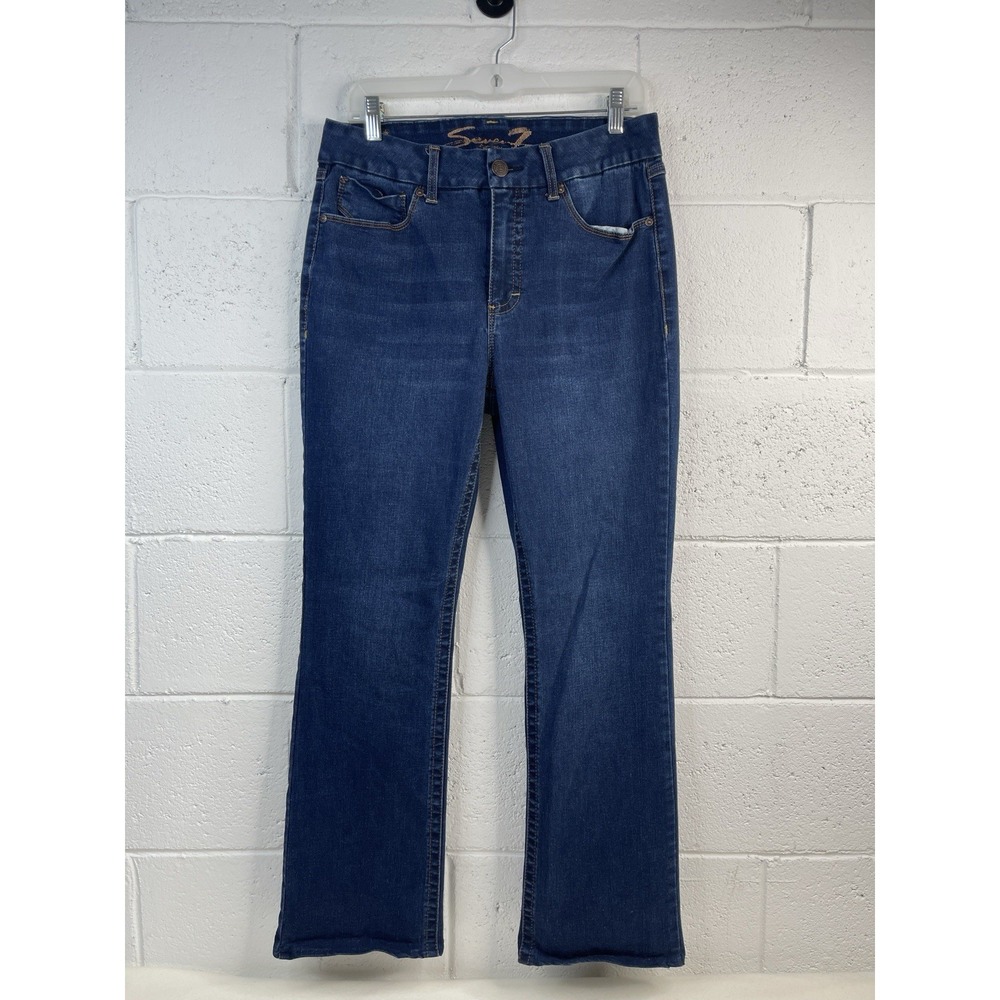 Seven7 Jeans Womens 12 Dark Wash Tummyless High Rise Slim Boot Stretch Pockets